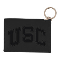 USC Trojans Black Arch Leather Snap ID Holder